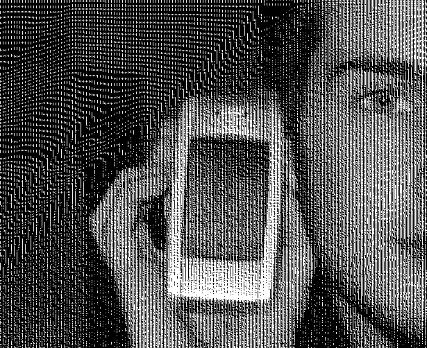 dithered image of man holding a sony ericsson phone